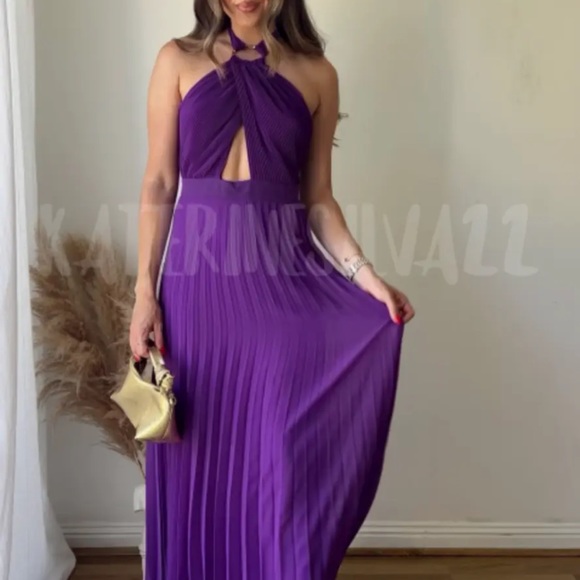 ZARA BLOGGERS FAVORITE CUT OUT PLEATED MIDI DRESS - Picture 4 of 11